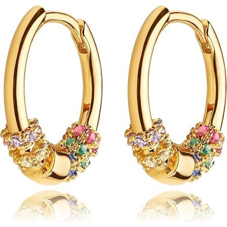 Hoop Øreringe Guldbelagt Chunky Enkel Sød Tyk Rund Flæse Perle Kugle Stjerneudbrud Manchet Øreringe Cubic Zirconia Hoop Øreringe Minimalistisk 