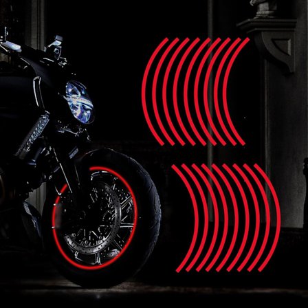 12" Reflekterende Fælgstrimler til Motorcykelhjul Bil Cykling Cykel Nat Reflekterende Sikkerheds Dekoration Stribe Universal (Rød)
