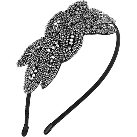 1 stk. 1920-talls pannebånd for kvinner Hårbånd Tilbehør Krystall Bryllup Svart Hodeplagg Grå