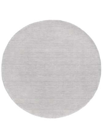 Handloom Ø 100 Petit Gris Argenté Uni Rond Tapis De Laine