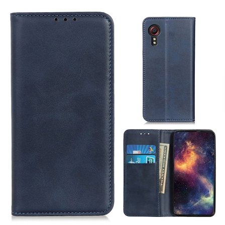 Wallet-style ægte Læder Flipcase til Samsung Galaxy Xcover 5 - Blå