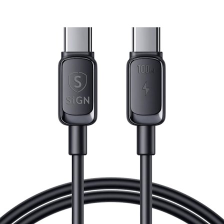 SiGN USB-C till USB-C Kabel 2m 100W - Svart