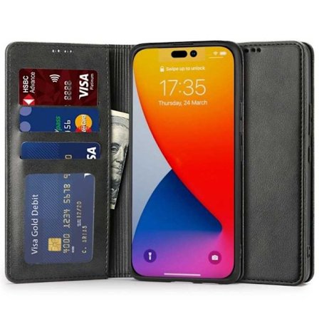 iPhone 14 Pro Max Wallet Case PU-nahkainen 4-POCKET