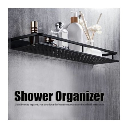 Rustfritt stål baderomshylle 1 stk svart 50cm--