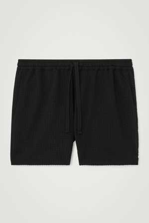 COS Men's Seersucker Elasticated Shorts in Black