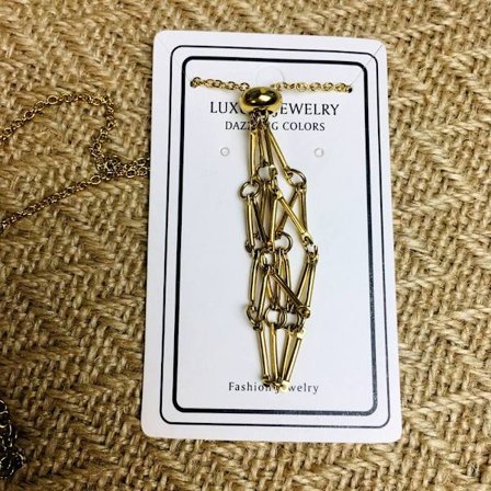 Crystal Holder Cage Necklace Crystal Net Metal Necklace GOLD M