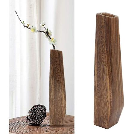Dekorative Træplantepotter Høj Lille Vase, Trævase Lækagesikker Håndlavet Kødfuld Blomsterpotte Indendørs Dekorationer Planteholder til Hjem Friske 