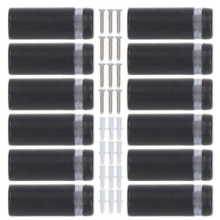 12 stk. Standoff-skruer i rustfritt stål, veggmonterte Standoff-spiker for glass, akryl, bilderamme, matt svart