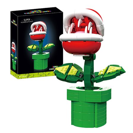 Mario LEGO Byggeklosser - Kjøttetende Plante Interaktivt Leke, Morsomt Puslespill for Barn