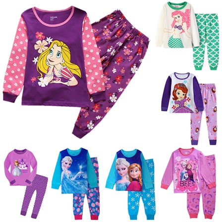 Frossen Prinsesse Barn Jenter Søt Tegneseriefigur Pyjamas Pysjamas Sett Langermet Topper Shorts Nattøy Loungewear Antrekk