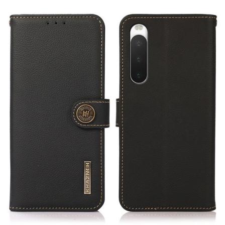 KHAZNEH Sony Xperia 10 IV lompakkokotelo Aito nahka RFID - Musta