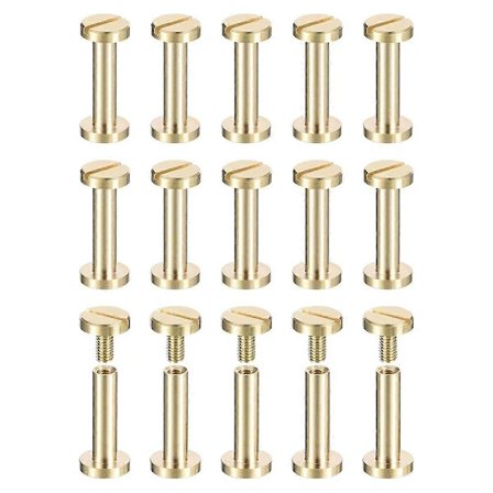 【xj】30 kpl Messinki Chicago -ruuvit, 15x8 mm Litteä pääruuvi Selkäsidontapylväs Naula Nastat Kiinnike