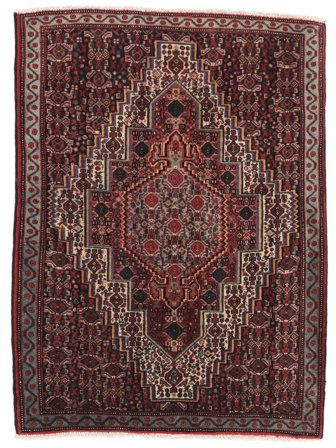 Senneh Teppich Orientalischer Schwarz/Dunkelrot (Wolle, Persien/Iran)