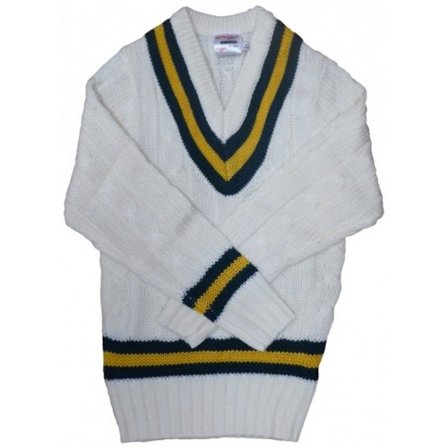 Carta Sport Herr Cricket Jumper S Vit/Grön/Amber