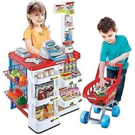 Elektronisk Supermarkedsskanner Kasse & Handlekurv Rollespillsett for Barn