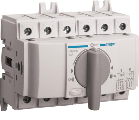 Hager HIM306 Reservekraftsomkobler 63 A 3-polet, Elfordeling & strømforsyning