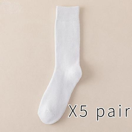 Vinter frottésokker for herre pluss størrelse tykk varm Harajuku retro pluss fløyel bomull uformelle lange sokker 5 par-c2, eur størrelse 39-46 White 