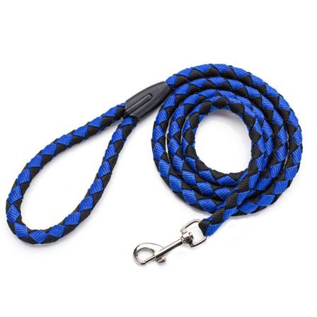 Hundhalsband, selar och koppel, flätad nylon ej indragbart hundkoppel (blå M)