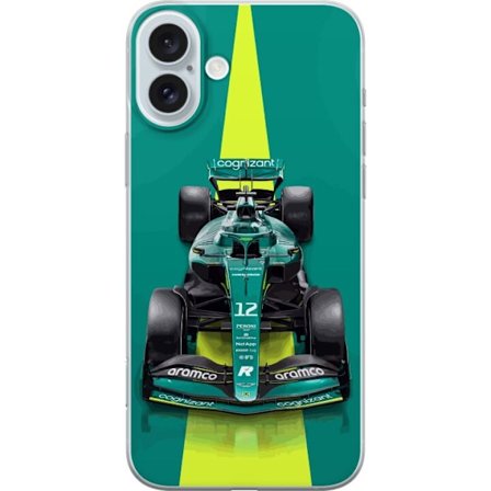 Yhteensopiva Puhelinkuori Apple Apple iPhone 16 Plus Aston Martinin Formula 1 -auto vihreässä kilpailumuotoilussa, jossa on moderni studiosentuntma
