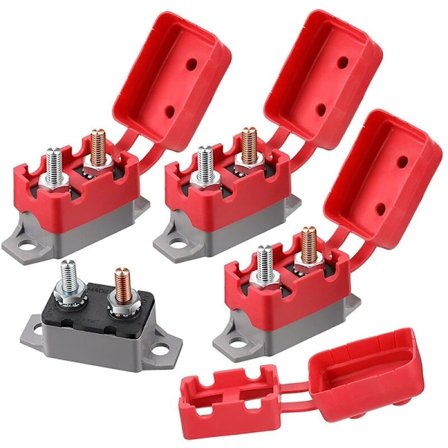 4 stk. DC 12V-24V Automatisk Nulstilling Sikringsautomat med Dæksel Stud til Bil og Mere (20 Amp)