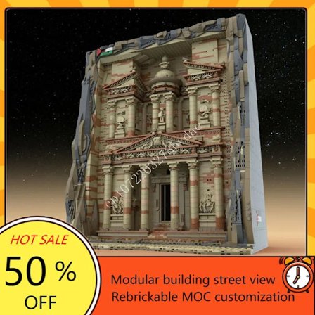4901PCS Petra Treasury Custom MOC Luova katunäkymä Arkkitehtuuri Tee-se-itse Koulutus Assembly Palapeli Lasten syntymäpäivälelu lahja