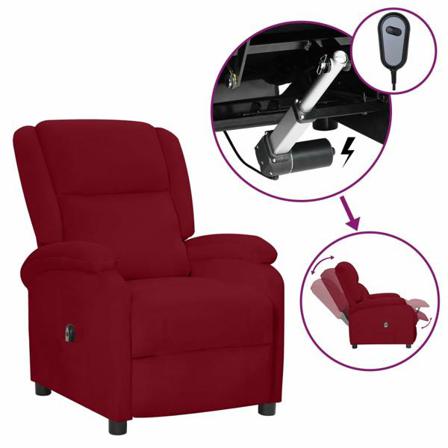 Vidaxl Elektrisk Massagefåtölj Vinröd Sammet Röd