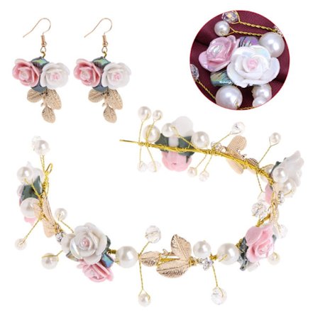 Hårbånd til kvinder bryllup diadem perle krystal sæt guld