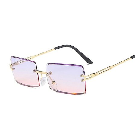 Rimless firkantede solbriller menn merke designer rektangel gradient solbriller metall skjærende linse mannlige nyanser Oculos De Sol