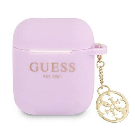 Guess GUA2LSC4EU AirPods 1/2-deksel lilla/lilla Silikon Charm 4G Collection