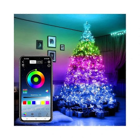 LED Julgransljusslinga med smart Bluetooth-app för festdekorationer, sagogirlang, 20 meter, färger[co]