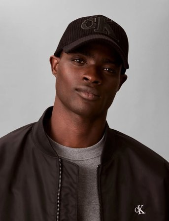 Calvin Klein Felt Monogram Patch Cap - Black - ONE SIZE