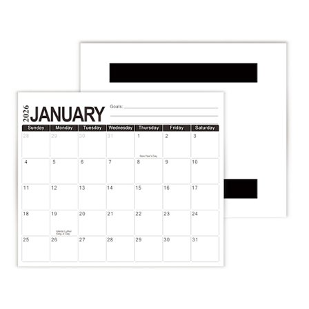 Magnetisk kalender 2026.1-2027.6, Kreativ køleskabsmagnetisk planner, Sort