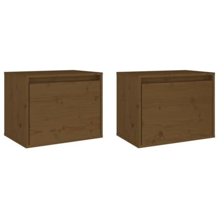 Vidaxl Väggskåp 2 St 45x30x35 Cm Massiv Furu Honungbrun Brun
