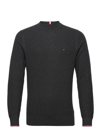 Exaggerated Structure Crew Neck Neulepaita Pyöreä Kaula-aukko Musta Tommy Hilfiger