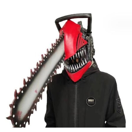 Halloween Chainsaw Man Latex Huvudbonad