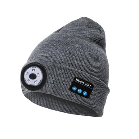 Ulkoilun Bluetooth-pipo otsalamppulla, led-musiikkineulehattu naisille, aviomiehelle, poikaystävälle