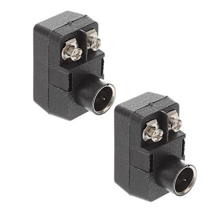 2 stk Uttak Konverter TV Adapterkabel Kontakt 75- 300 Ohm Koaksial Adapter Balun Adapter