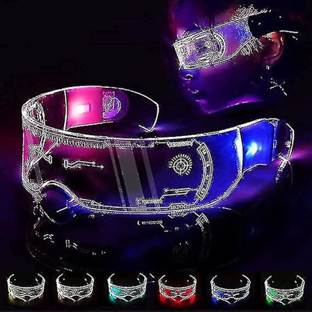 Unika 7-färgade Cyberpunk Led Visor Glasögon Luminous Glasögon Festival Coola Saker Neon Roliga Glasögon Light Up Trippy Glasögon För Cosplay 