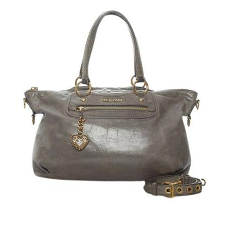 Miu Miu Pre-owned, Leather Handbag Grijs, Dames, Maat:ONE Size