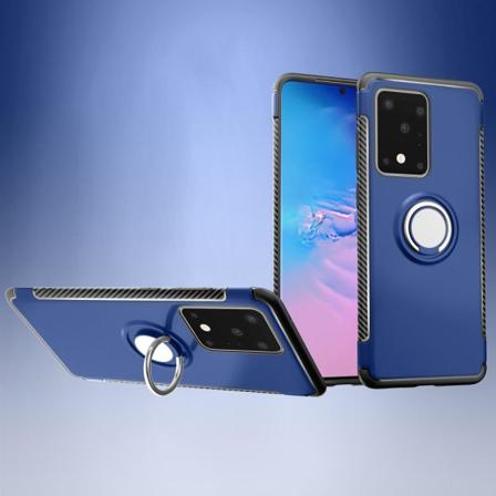 Samsung Galaxy S20 Ultra - Ring Skal - Blå Blue Blå