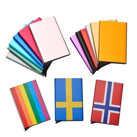 Korthållare med RFID-skydd . Pop-up Norway Flag