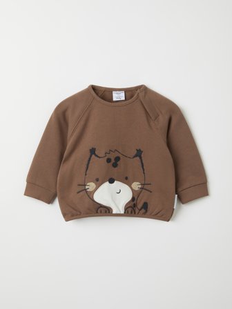 Polarn O. Pyret - Sweatshirt with lynx print - 74 - Childrenswear - brown