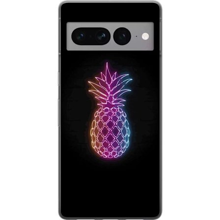 Kompatibel Mobilcover til Google Google Pixel 7 Pro Neon illustration af ananas i farverigt lys mod sort baggrund
