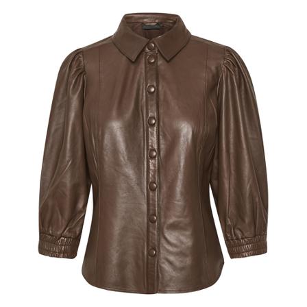 Karen by Simonsen IdeleKB Leather Shirt , Bruin , Dames , Maat: M