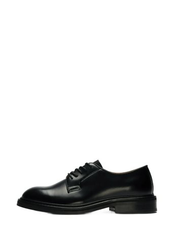 Slhcarter Leather Blucher Shoe Black Selected