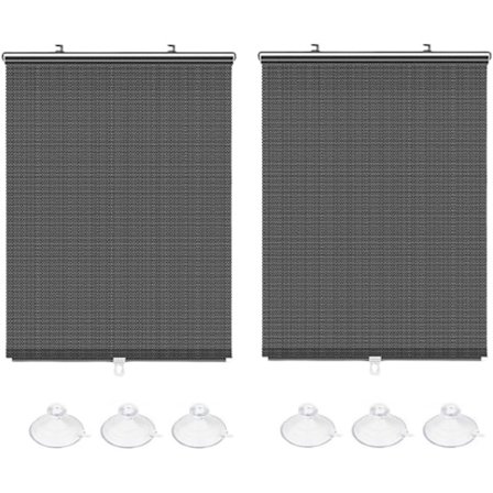 2-pak Bil Solskærm, Rullegardin mørklægning med sugekopper, Aftagelig, Teleskopiske Portable Solskærm Rullegardin