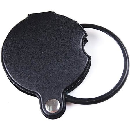 60 mm Diameter 10x Mini Glaslins Förstoringsglas Fickförstoringsglas Urmakare Förstoringsglas Vikbart med PU-Läderfodral - Svart