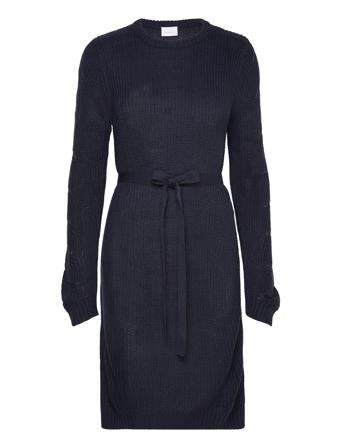 Mlnewlina O Neck L/S Knit Abk Dress Navy Mamalicious