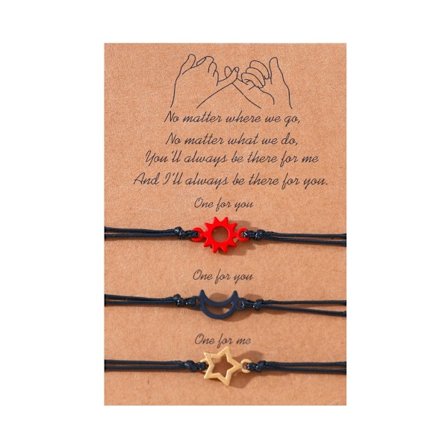 3 st Mode Sol, Måne och Stjärna Vävt Armband Handgjort Snöre Relationsarmband Justerbara Vänskapsarmband