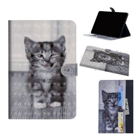 Läderfodral med ljuspunktsdekor för iPad Mini (2019) - Katt multifärg